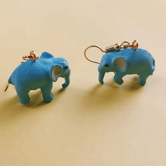 Light Adorable Cute Elephant Blue Earrings -- King of the Jungle!!