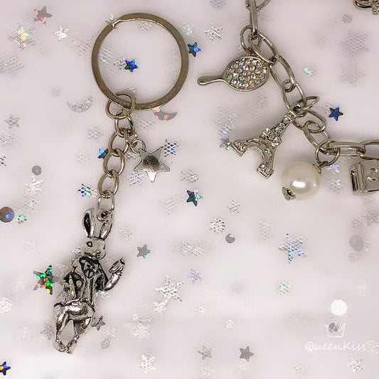 Cute Lovely Mr. Rabbit Bunny and Star Keyring Key Ring Keychain - Alice in the Wonderland!!