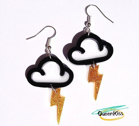 Cute Light Trendy Cloud and Flash Eye Catching Party Earrings - Changeable Weather!!