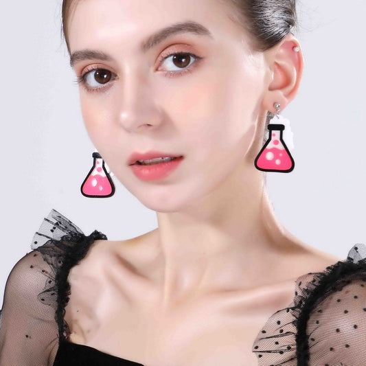 Cute Light Trendy Icecream and Pink Bottle Earrings - Favourite Colour!!