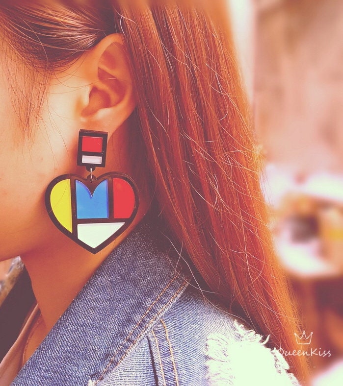 Cute Light Trendy Colourful Heart Shape Earrings - Party Babe!!