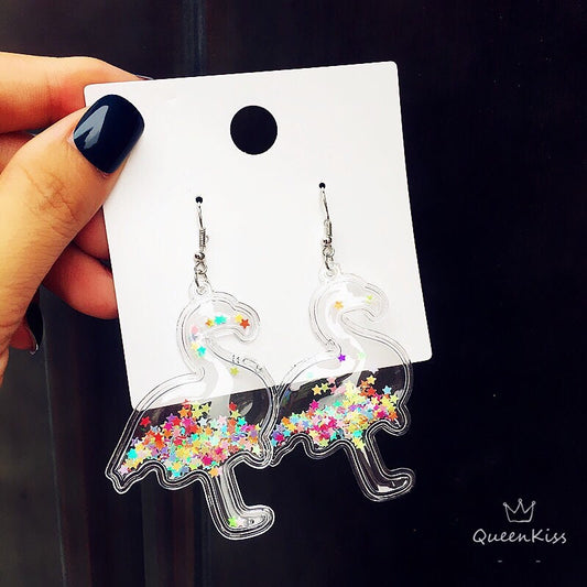 Sweet Cute Bling Flamingo Unicorn Big Star Light Bubble Trendy Earrings -- Sticky Dates!!