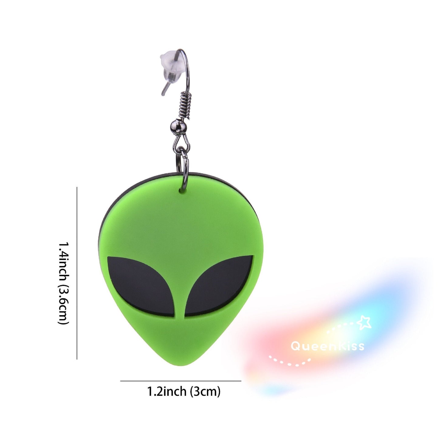 Cute Light Trendy Quirky Green Alien Black Eyes Brother Earrings - Let's rock it!!