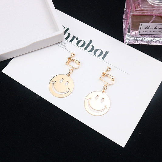 Cute Adorabe Smily Face Silver Gold Earrings -- You are always my sunshine!!!