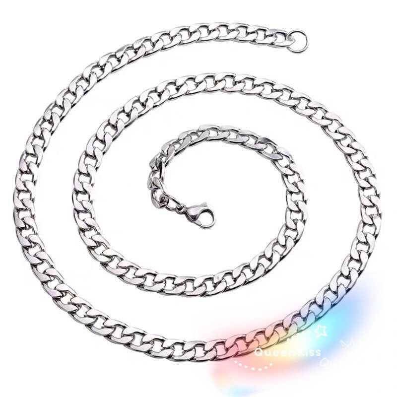 Funky Punk Stainless Steel Plain Thick Chain Cool Silver Necklace -- Respect!!