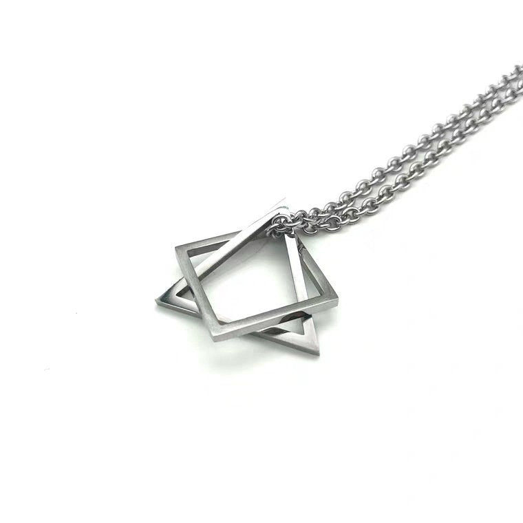 Cool Stainless Steel Cool 3 Dimension Triangle Silver Necklace -- Illusionist!!