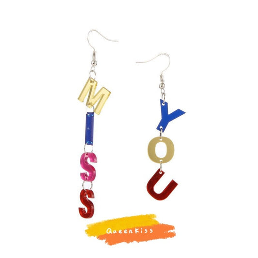 Cute Light Trendy MISSYOU YES OMG Funny Earrings - Missyou Yes Omg!!