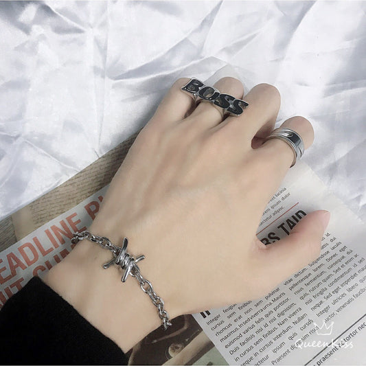 Funky Punk Stainless Steel Cool Style Chain Silver Bracelet -- Magic Moment!!