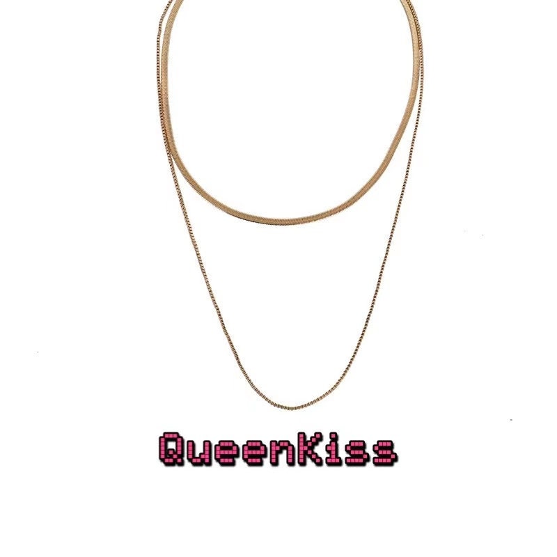 Funky Punk Stainless Steel Cool Two Layers One Set Gold Necklace -- QueenKiss World!