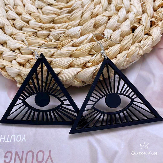 Cute Light Trendy Quirky Triangle Black Eyes Earrings - Black Eyes!!